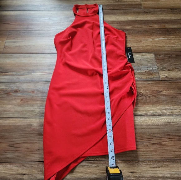 Lulu's Dress Womens M Red You Can't Ruche Love Ruched Bodycon Halter NEW - Picture 6 of 9